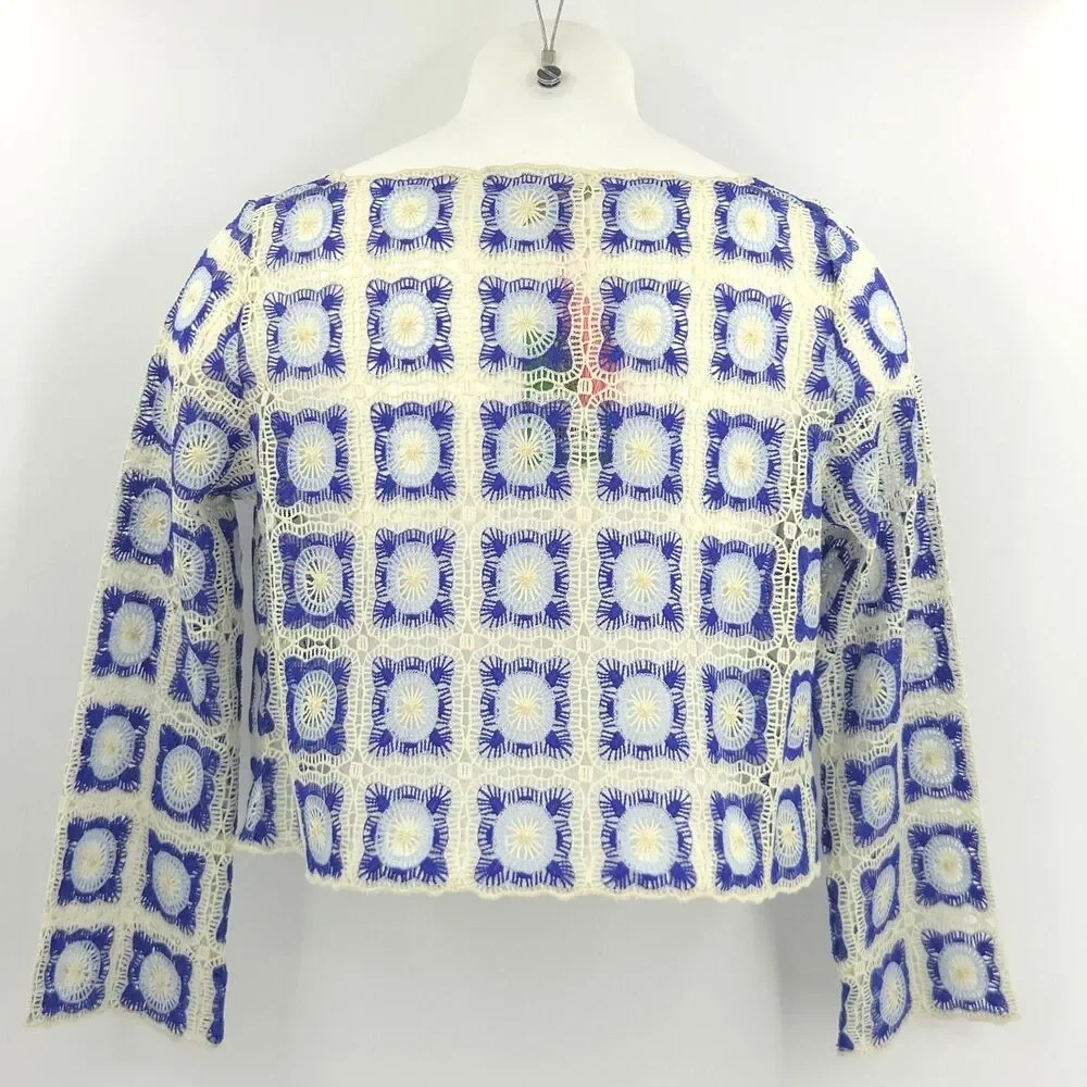 Chelsea & Violet Bonnie Crochet Blouse Top Womens Large Granola Boho 70s Retro